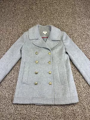 J. Crew Coat Size Petite 2 Gray Long Sleeve Collared Peacoat Business Wool Blend • $23