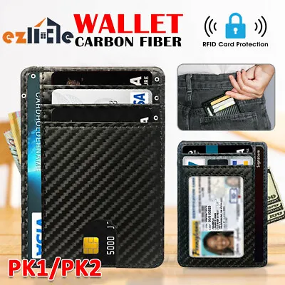 $8.99 • Buy RFID Credit Card Holder Leather Wallet Flip Mens Money Clip Blocking Purse Slim