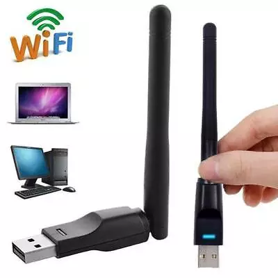 USB WiFi Wireless PC Dongle Adapter Antenna Receiver Internet Desktop Computer_ • £8.48