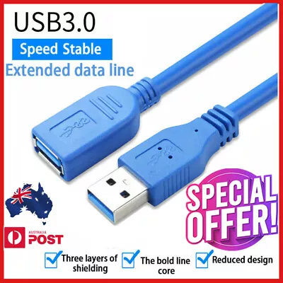 Super Speed Cable Data Extension Cord USB 3.0 Male To Female PC Mining Laptop AU • $6.40