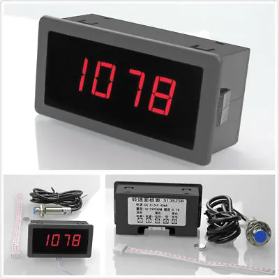 $19.91 • Buy 4 Digital LED Tachometer RPM Speed Meter 10-9999RPM＋Hall Proximity Switch