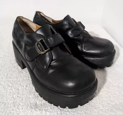 Vintage Y2K Mudd Haynes Chunky Heel Oxford Shoes Black Size 10 M • $74.99