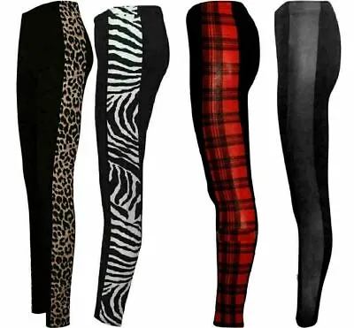 Womens Ladies Side Panel Leopard Animal Print Full Length Leggings Size 8-26 • $6.86