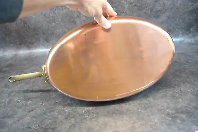 Vintage Very Big 15.7 Inch Oval Copper Frying Pan Made In France 4lbs Ref AP177 • $135