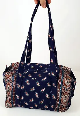 Vera Bradley Retired Print Navy 1991 Paisley Duffel Bag Made In USA 14x8x8 • $28.99