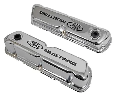1964-97 Sb Ford Mustang Chrome Steel Tall Valve Covers 260 289 302 347 351w 5.0 • $179.95