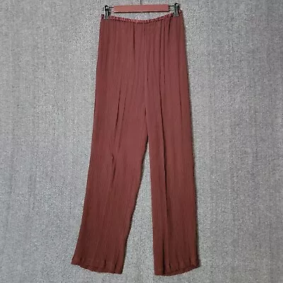 Amanda Smith Pants Womens Medium Brown 100% Silk Flowy Elastic Waist • $18.94