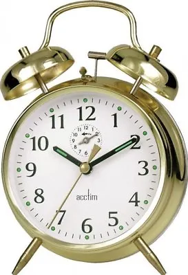 Acctim Saxon Bell Traditional Keywound Large Double Bell Alarm Clock Brass • £16.99