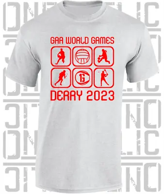 £18.99 • Buy GAA World Games Derry 2023 Adult T-Shirt Gaelic Games Hurling Camogie Football