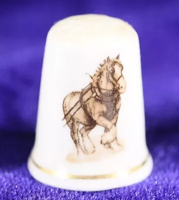 £0.99 • Buy China Thimble Featuring A Shire Horse Ploughing Farming