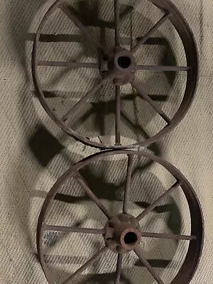 2 Antique Steel Wagon Wheel 12 Spoke • $125
