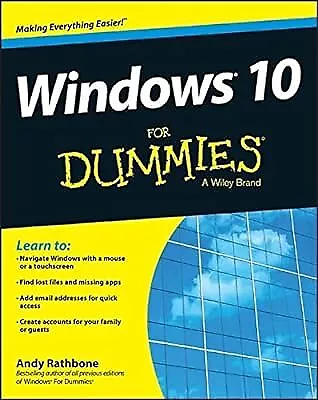 Windows 10 For Dummies (For Dummies (Computers)) Rathbone Andy Used; Good Boo • $24.06