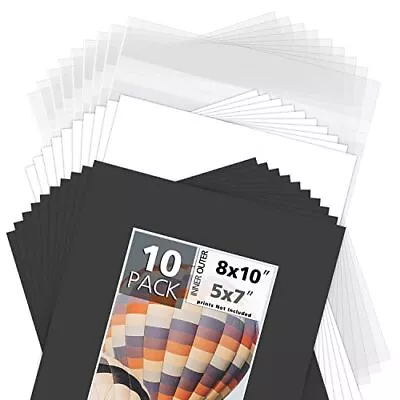 8x10 Picture Mat Set For 5x7 Photo White Core Matte & Backing Board & Clear Bags • $18.99