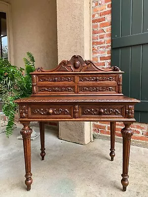 Antique Petite French Carved Oak Secretary Writing Desk Louis XVI Style • $3745