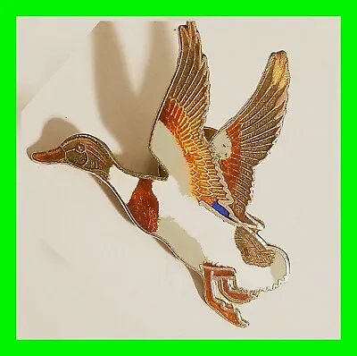 Vintage Silver Hand Painted Enamel Duck Pin ~ In Excellent Condition • $19.99