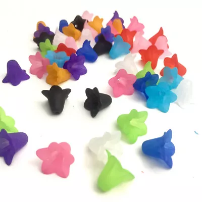 30x Large Frosted Or Opaque Acrylic Flower Bead Caps 17x12mm - Pick Your Colour • £2.99