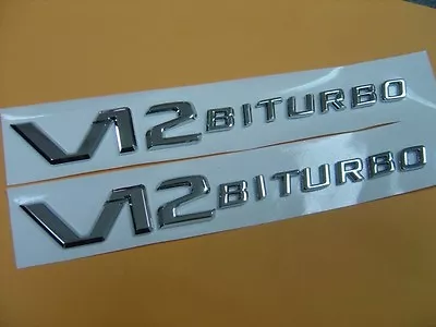 Pair Of * V12 BITURBO * Badge Emblem Mercedes AMG S65 SL65 SL600 G65 BMW 760Li • $63.50