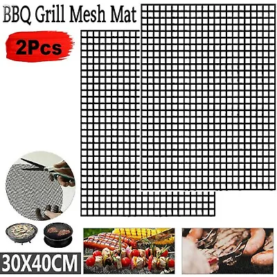 BBQ Mesh Grill Mat Non-Stick Liner Cooking Barbecue Sheet Wire Baking Pads Mats • $12.99