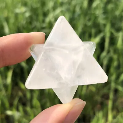£9.49 • Buy 1pc Natural Carved Clear Quartz Merkaba Star Quartz Crystal Pendant Reiki Heal