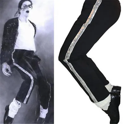 Black Billie Jean MJ Michael Jackson Entertainers Straight Trousers Pants  • $34.46