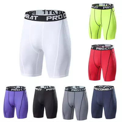 Men's Compression Short Leggings Sports Tight Pants Workout Gym Stretch Boxers • $12.99