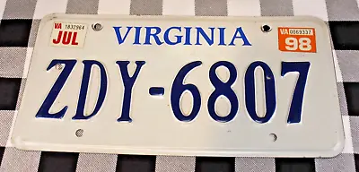 1998  Virginia VA USA Car Truck License Plate - ZDY-6807 • $19.97