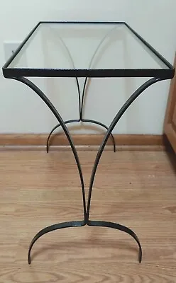Vintage Wrought Iron Glass Top Patio Table Mid-Century Modern • $29
