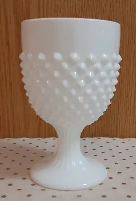 Vintage White Hobnail Milk Glass Goblet Stem 6 1/4  Tall 3 3/4  Opening Width • $7.49