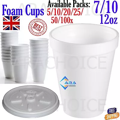 25/50/100pcs Dart Disposable Polystyrene Insulated Foam Cups 7/10/12oz • £4.95