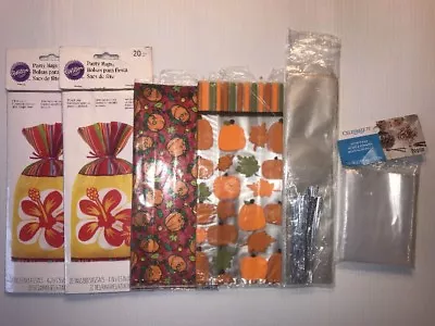 Lot Of 250 Packs Wilton Clear Party Bags~ Treat Bags Pumpkin Hibiscus 4x9 3x4 • $10
