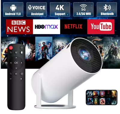 5G 4K Projector Smart HD LED WiFi Bluetooth HDMI USB Android Office Home Theater • £56.97