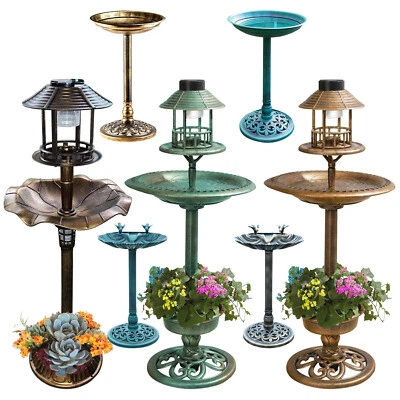 £17.85 • Buy Bird Bath Feeder Bowl With Solar Light Garden & Patio Bird Feeding Table Station
