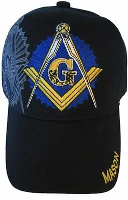 Mason Masonic BLACK  Hat Cap Embroidered Adjustable Shadow PREMIUM • $9.88