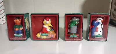 Lot Of (4) Vtg NEWCOR Sesame Street Muppet Ceramic Christmas Ornaments In Box • $34.95
