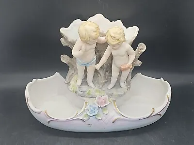 $18.99 • Buy Vintage Figural Ardco Bisque Twin Cherub Cupid Angel Vase Figurine Planter Japan