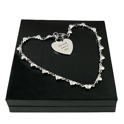 Personalised Bracelet With Engraving For Women Or Girls Heart Chain Gift Boxed • $40.57