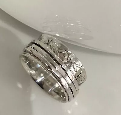 925 Sterling Silver Band& Spinner Meditation Ring Handmade Ring SJ294 • $12