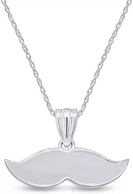 Hipster Beard Mustache Pendant Necklace In 14k White Gold Plated Sterling Silver • $50.44