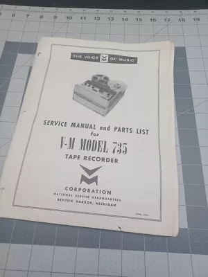 Vintage Voice Of Music 735 Reel To Reel Service Manual • $19.91