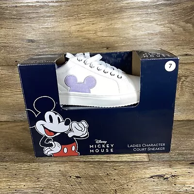 Disney Mickey Mouse Sneakers Womens 7 White Purple NEW • $37.99