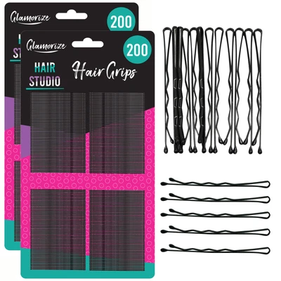 £3.99 • Buy 400pk Hair Grips | Black Bobby Pins Waved 4.6cm Styling Clips Slides Kirby Salon