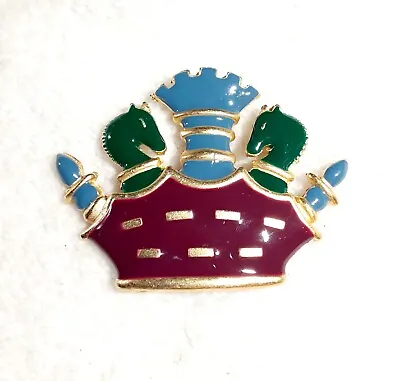 ** AMAZING Vintage 1970's M Jent Enamel Chess Brooch ** • $18