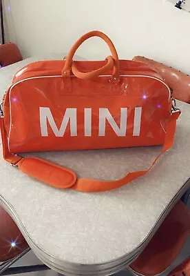 BMW/MINI Cooper Patent ORANGE Vinyl Travel Carry On OvernightBag Interior CLEAN • $63.99