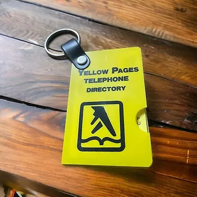 1987 Mini Yellow Pages Telephone Directory Novelty Keychain Key Ring  Gag Gift • $15.99