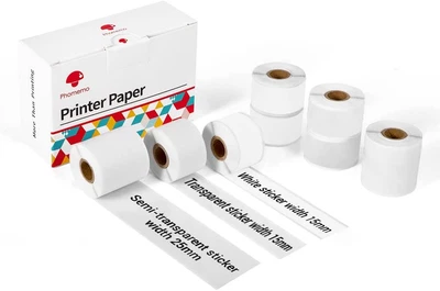 $33.34 • Buy Phomemo Adhesive Thermal Sticker Paper, Semi-Transparent/Transparent/White, For 