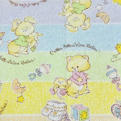 Critter Sitters Love Babies Receiving Blanket Flannel Pastels 27”x36” Vintage  • $8.20