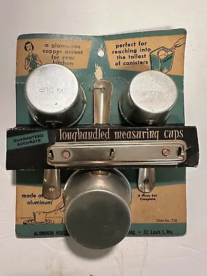 Retro 1950’s Aluminum Housewares Corp. Long Handled Measuring Cups Set NOS! • $24.95