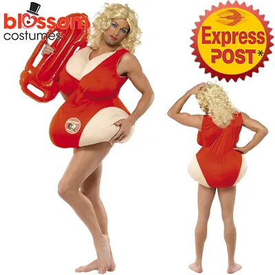 CA411 Baywatch Baby Lifeguard Mens Funny Costume Beach Fancy Dress Up Swimsuit • $43.86