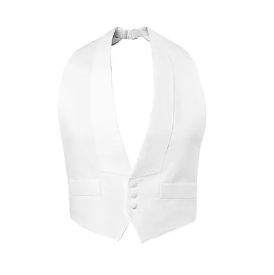 New White Birdseye Cotton Pique Tuxedo Vest Adjustable Mardi Gras Pre Tied Bow • $57.95