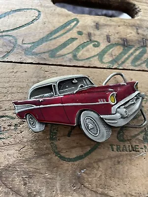 57 Chevy Belt Buckle Iconic Muscle Car Bel Air Coupe Vtg 1977 Signed Bergamot Br • $45